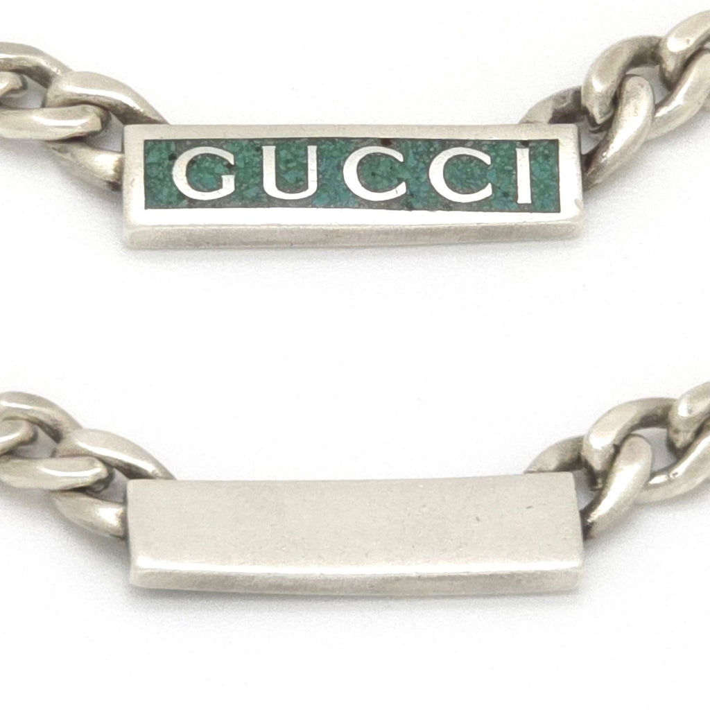 Gucci Logo Enamel Necklace 41.5 45.5 Turquoise Blue Sterling Silver — view 7