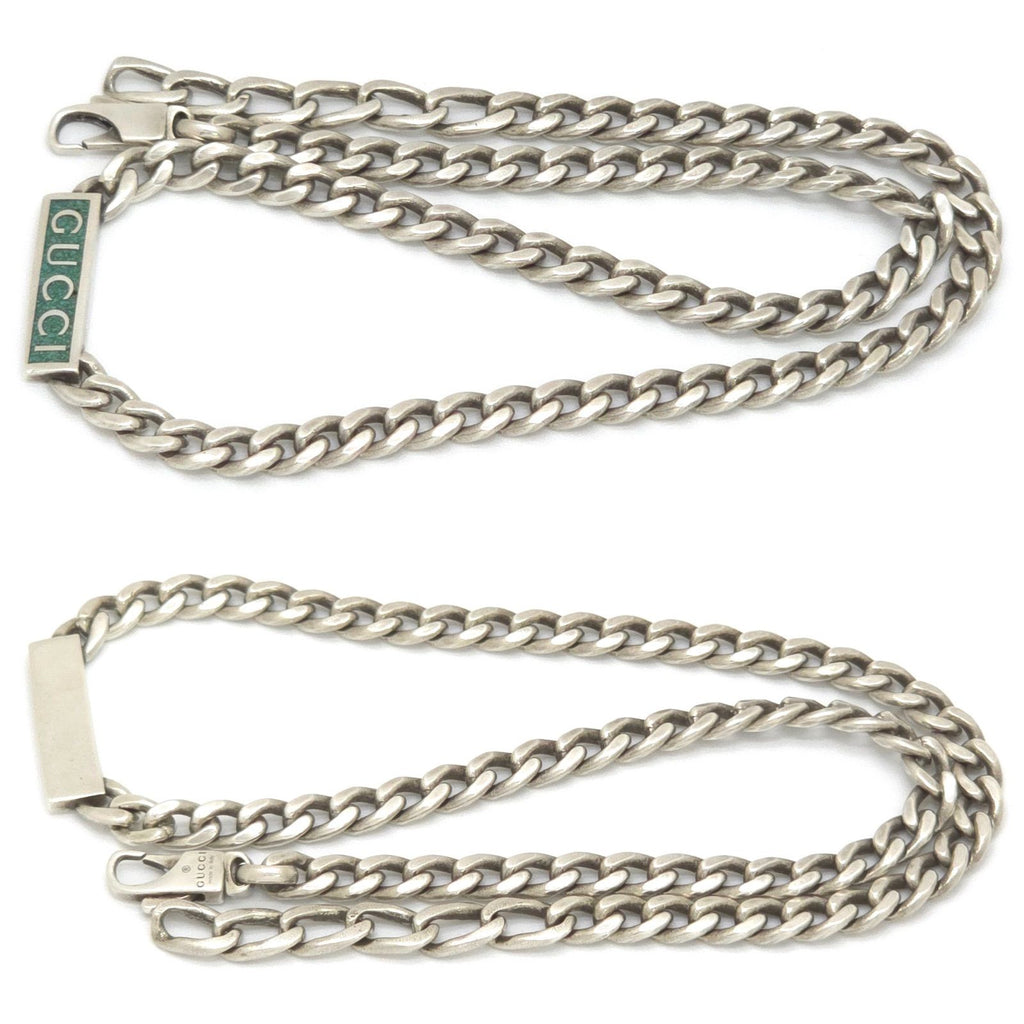 Gucci Logo Enamel Necklace 41.5 45.5 Turquoise Blue Sterling Silver — view 4