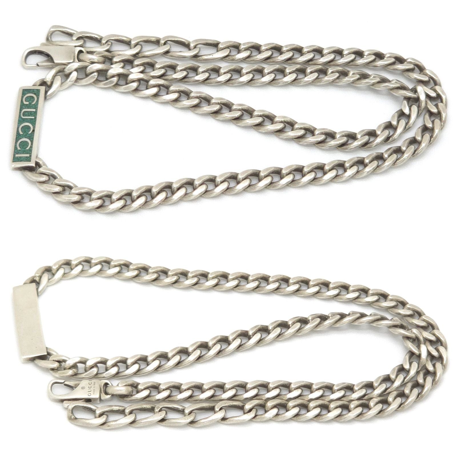 Gucci Logo Enamel Necklace 41.5 45.5 Turquoise Blue Sterling Silver — view 4