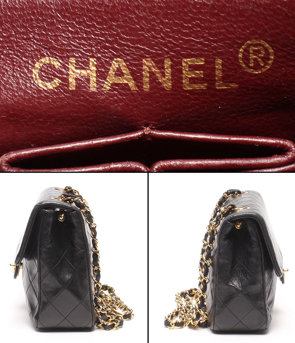 Chanel Chain Shoulder Bag Crossbody Gold Single Flap Mini Quilted Lambskin — view 4