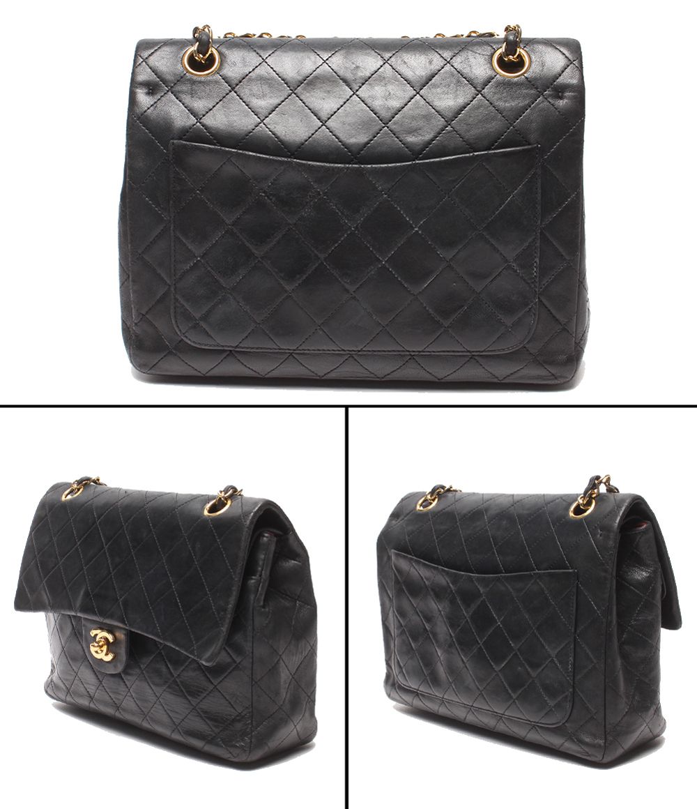Chanel Chain Shoulder Bag Gold Quilted 25 Lambskin Double Flap — view 2