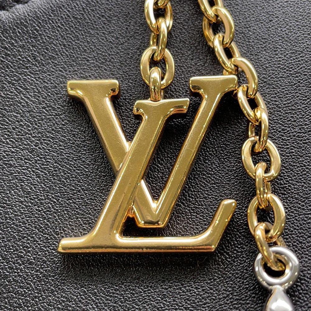Louis Vuitton Shoulder Bag Calfskin Leather Pochette LV Blue Back Black — view 7