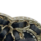 Chanel Brooch CC Logo Chain Motif Rhinestone Leather — view 5