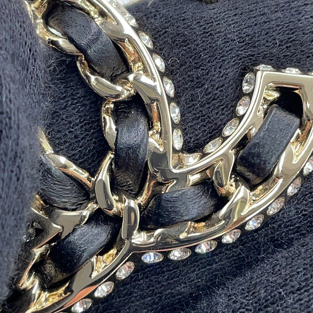 Chanel Brooch CC Logo Chain Motif Rhinestone Leather — view 6