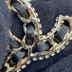 Chanel Brooch CC Logo Chain Motif Rhinestone Leather — view 6