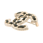 Chanel Brooch CC Logo Chain Motif Rhinestone Leather — view 2