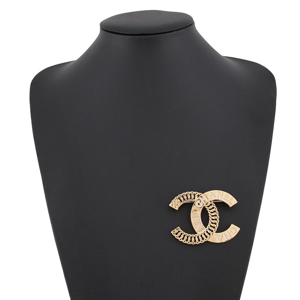 Chanel Brooch CC Logo Metal Rhinestone — view 4