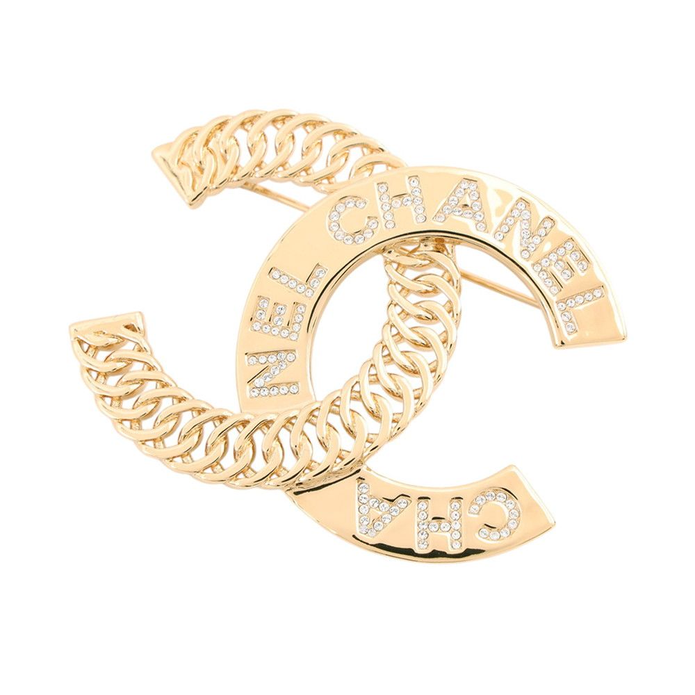 Chanel Brooch CC Logo Metal Rhinestone