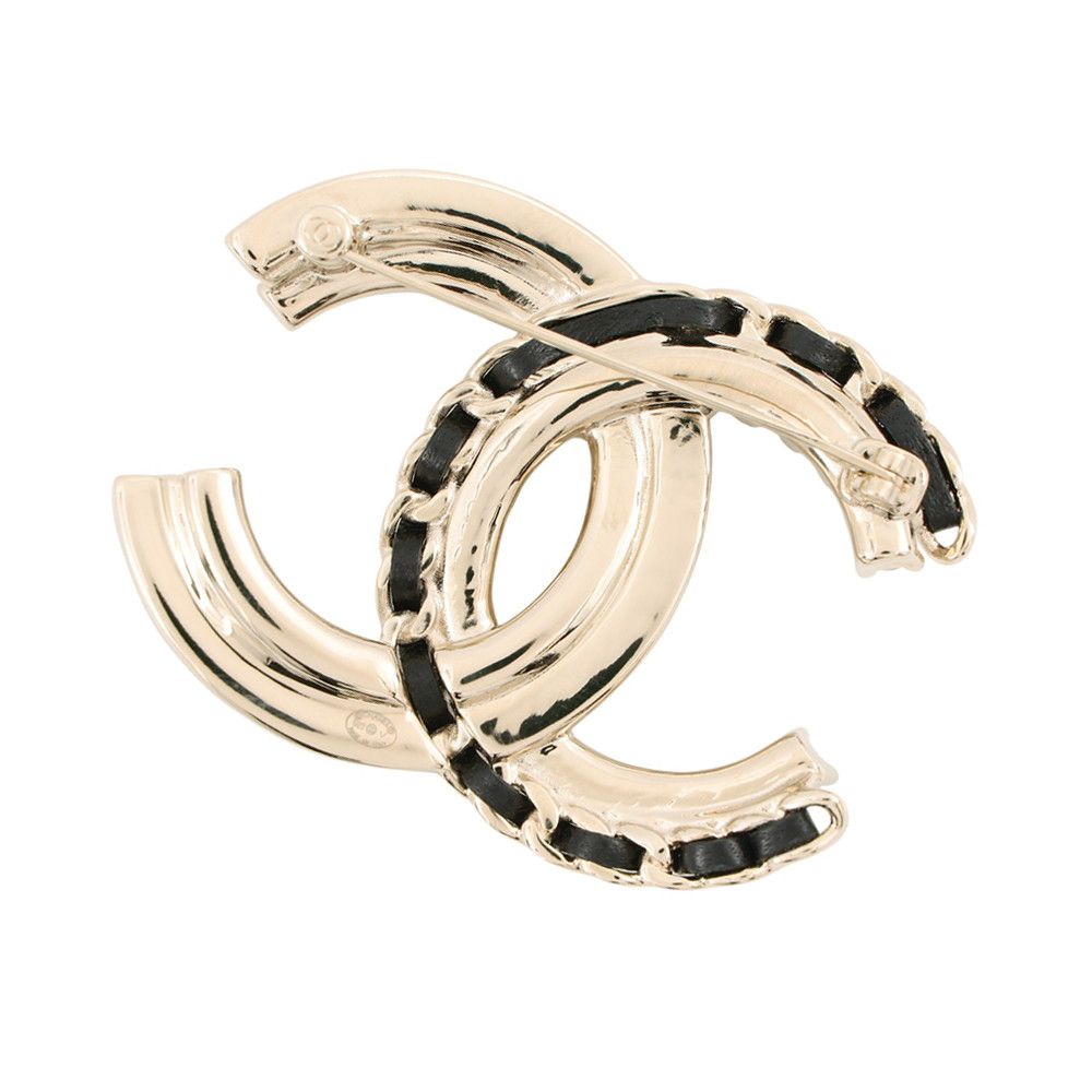 Chanel Brooch CC Logo Rhinestone Faux Pearl Lambskin — view 3