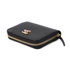 Chanel Coin Case CC Logo Apple Motif Zip Purse Goatskin Wallet Black — view 2