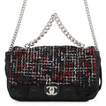 Chanel Chain Shoulder Bag CC Logo Tweed Nylon Black