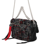 Chanel Chain Shoulder Bag CC Logo Tweed Nylon Black — view 3