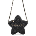 Chanel Chain Shoulder Bag Quilted CC Logo Star Lambskin Black