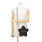 Chanel Chain Shoulder Bag Quilted CC Logo Star Lambskin Black — view 4