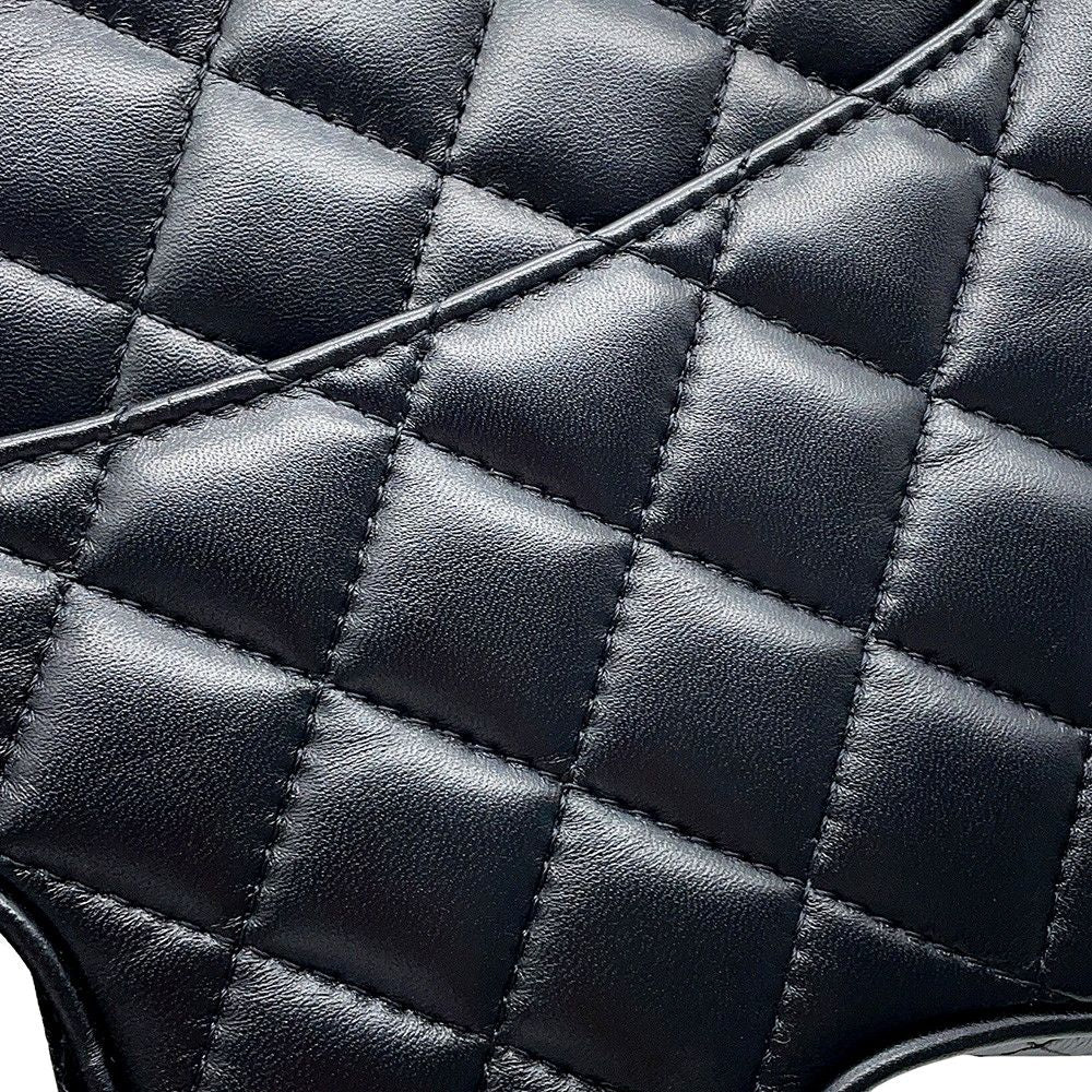 Chanel Chain Shoulder Bag Quilted CC Logo Star Lambskin Black — view 7
