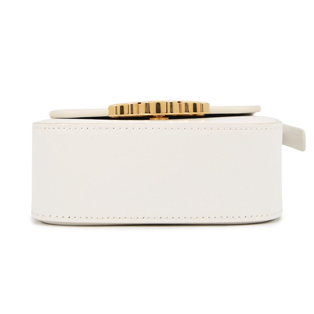 Celine Shoulder Bag Triomphe Mini Claude Shiny Calf Leather White — view 3