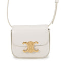 Celine Shoulder Bag Triomphe Mini Claude Shiny Calf Leather White