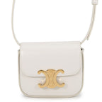 Celine Shoulder Bag Triomphe Mini Claude Shiny Calf Leather White