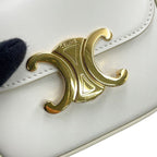 Celine Shoulder Bag Triomphe Mini Claude Shiny Calf Leather White — view 6