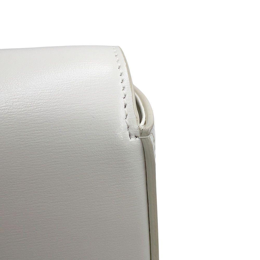 Celine Shoulder Bag Triomphe Mini Claude Shiny Calf Leather White — view 7