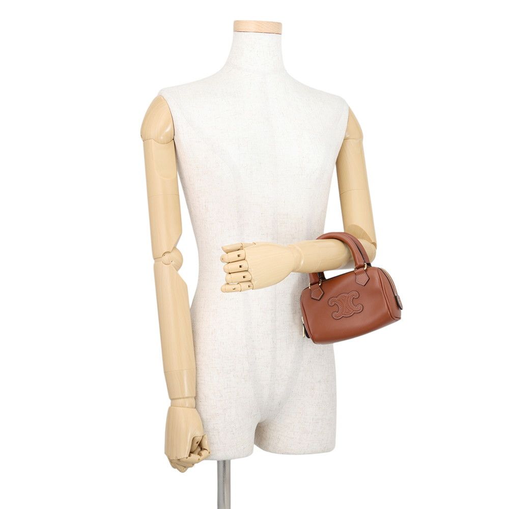 Celine Handbag Cuill Triomphe Mini Boston Smooth Calf Leather 2-Way Brown — view 4