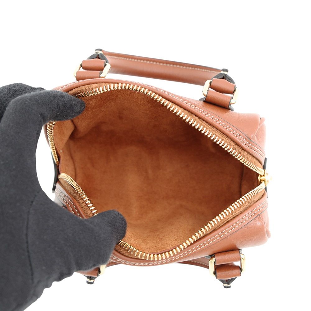 Celine Handbag Cuill Triomphe Mini Boston Smooth Calf Leather 2-Way Brown — view 6