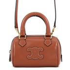 Celine Handbag Cuill Triomphe Mini Boston Smooth Calf Leather 2-Way Brown