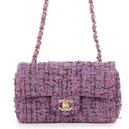 Chanel Chain Shoulder Bag CC Logo Quilted Tweed