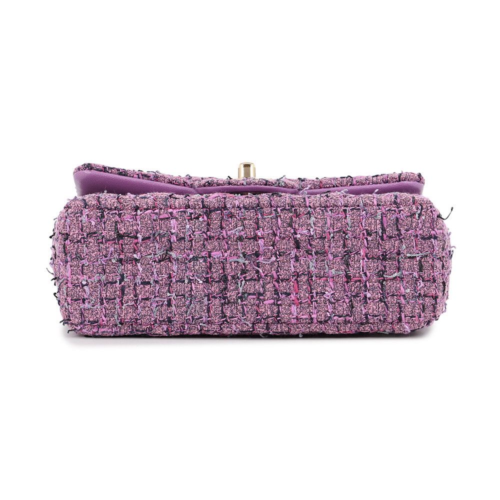 Chanel Chain Shoulder Bag CC Logo Quilted Tweed — view 3