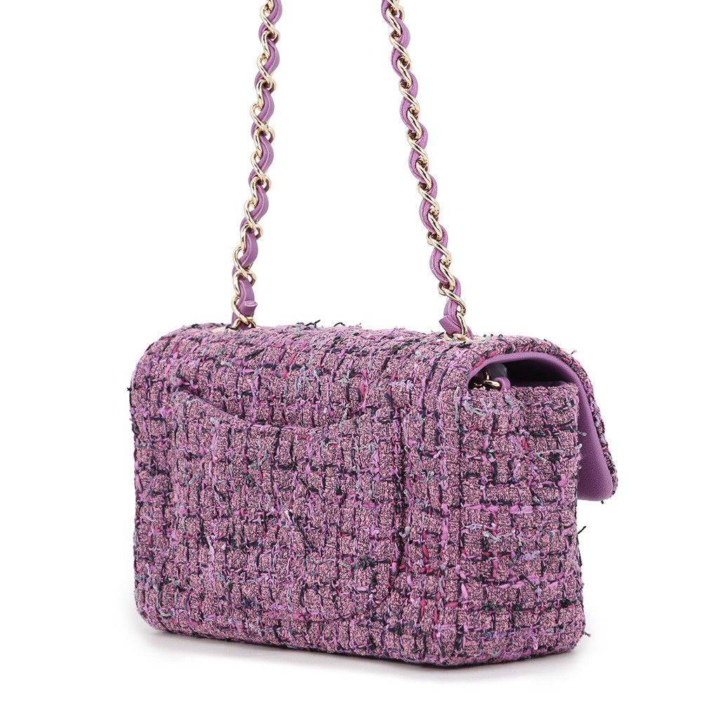 Chanel Chain Shoulder Bag CC Logo Quilted Tweed — view 2
