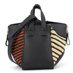 Loewe Hammock Compact Raffia Leather 2-Way Shoulder Bag Black