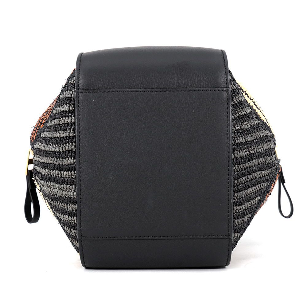 Loewe Hammock Compact Raffia Leather 2-Way Shoulder Bag Black — view 3