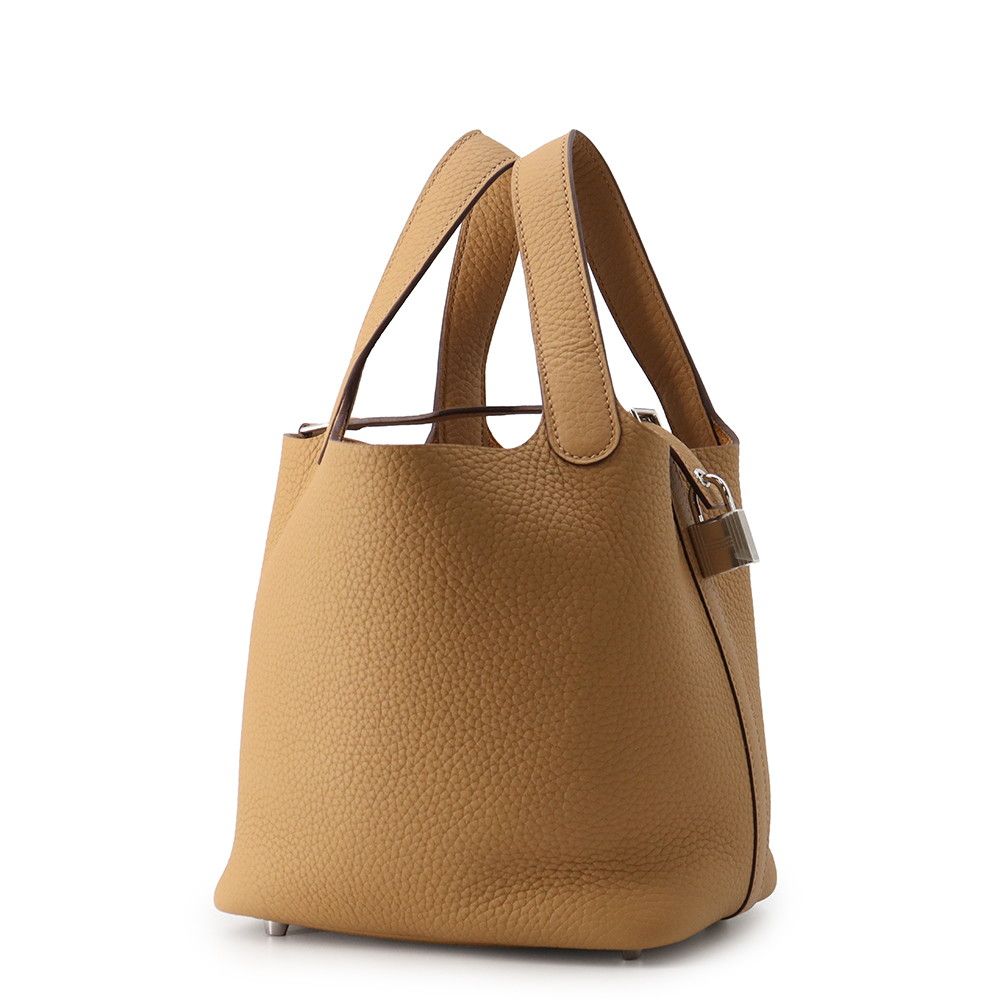 Hermes Handbag Picotin Lock PM Biscuit Silver Taurillon Clemence Tote — view 2