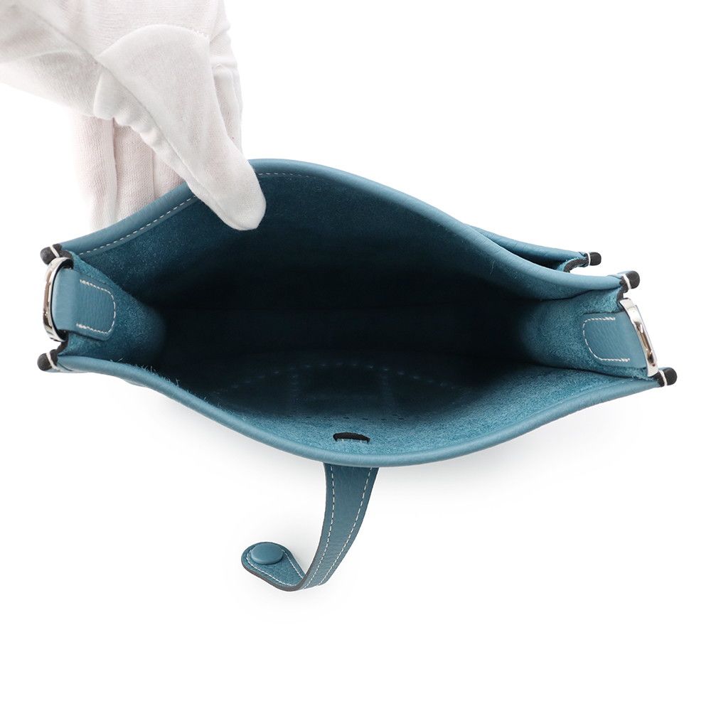 Hermes Shoulder Bag Evelyne 3 23 New Blue Jean Silver Taurillon Clemence — view 4