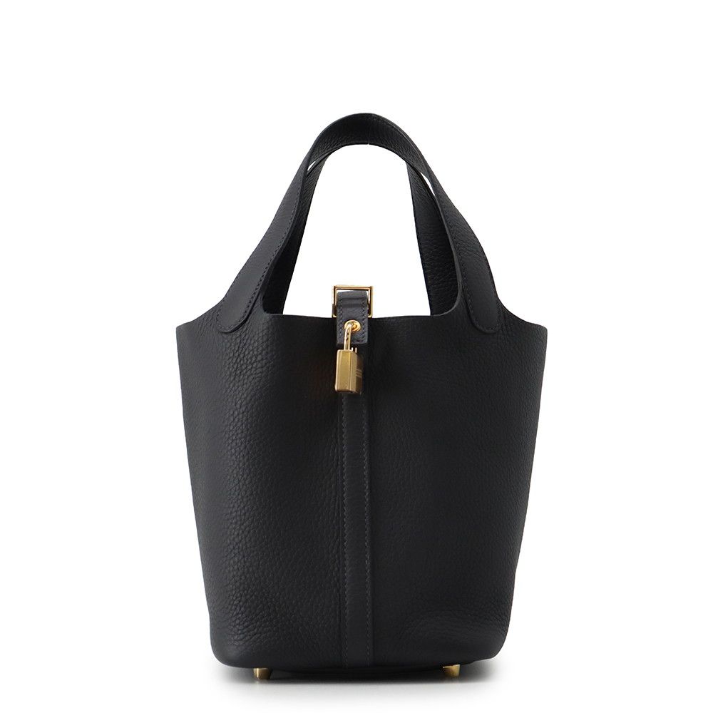 Hermes Handbag Picotin Lock PM Canvas Gold Taurillon Clemence Tote