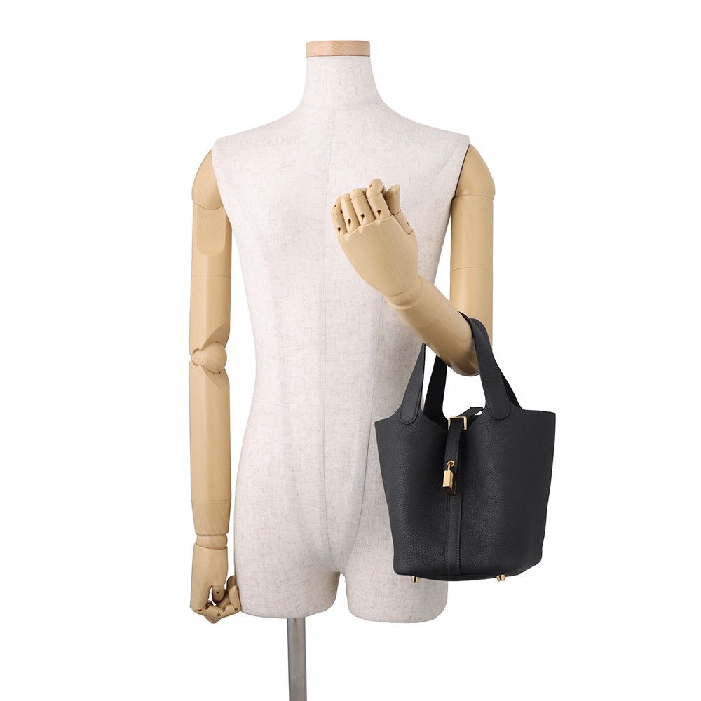 Hermes Handbag Picotin Lock PM Canvas Gold Taurillon Clemence Tote — view 4
