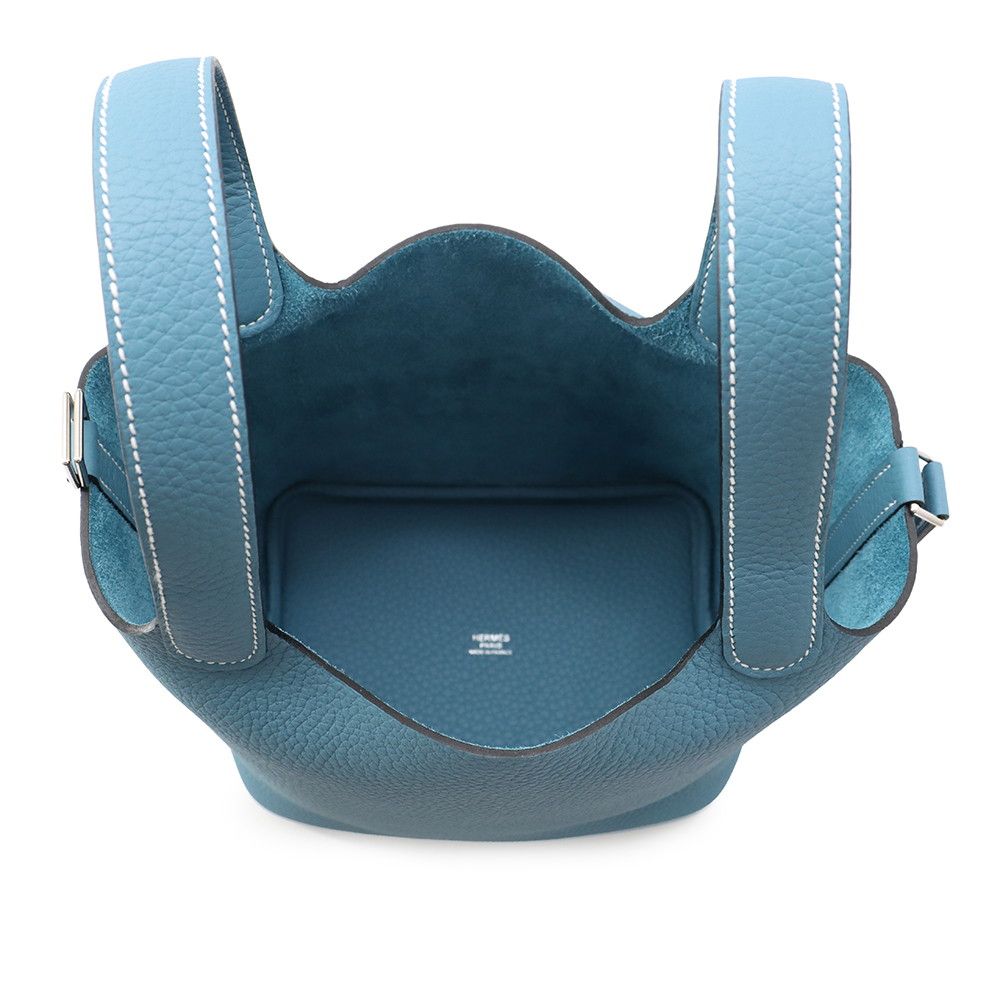 Hermes Handbag Picotin Lock PM New Blue Jean Silver Taurillon Clemence Tote — view 5