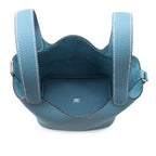 Hermes Handbag Picotin Lock PM New Blue Jean Silver Taurillon Clemence Tote — view 5
