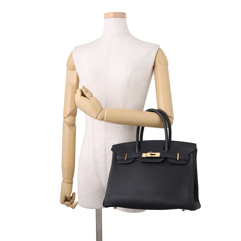 Hermes Birkin 30 Black Pink Gold Togo Handbag — view 4