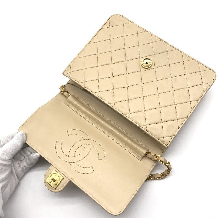Chanel Quilted Shoulder Chain Gold Beige — view 8
