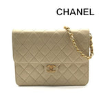 Chanel Quilted Shoulder Chain Gold Beige