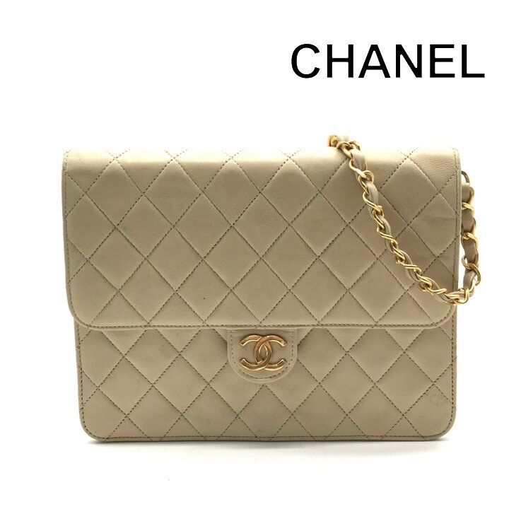 Chanel Quilted Shoulder Chain Gold Beige