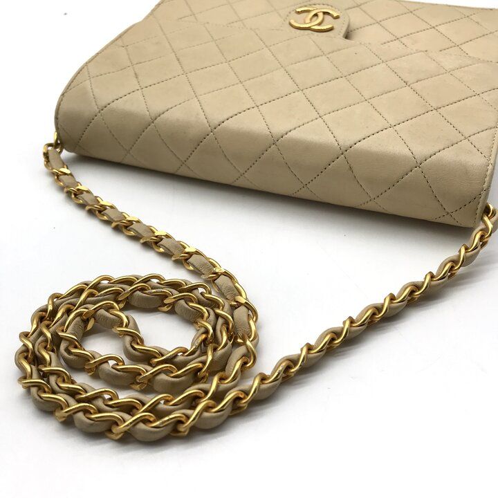 Chanel Quilted Shoulder Chain Gold Beige — view 7