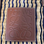 Loewe Anagram Square Raffia Basket Tote Natural Black — view 5