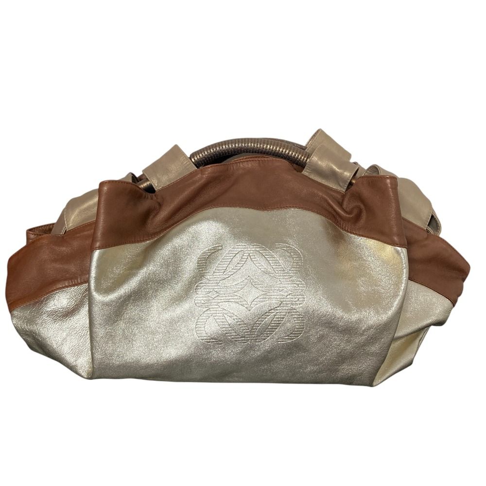 Loewe Anagram Nappa Aire Handbag Gold Color Brown