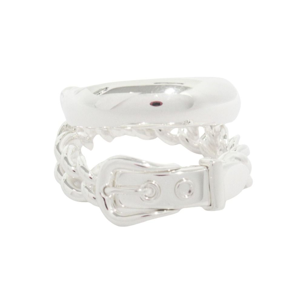 Hermes Boucle Sellier Inflexible Book le Ring 56 Silver