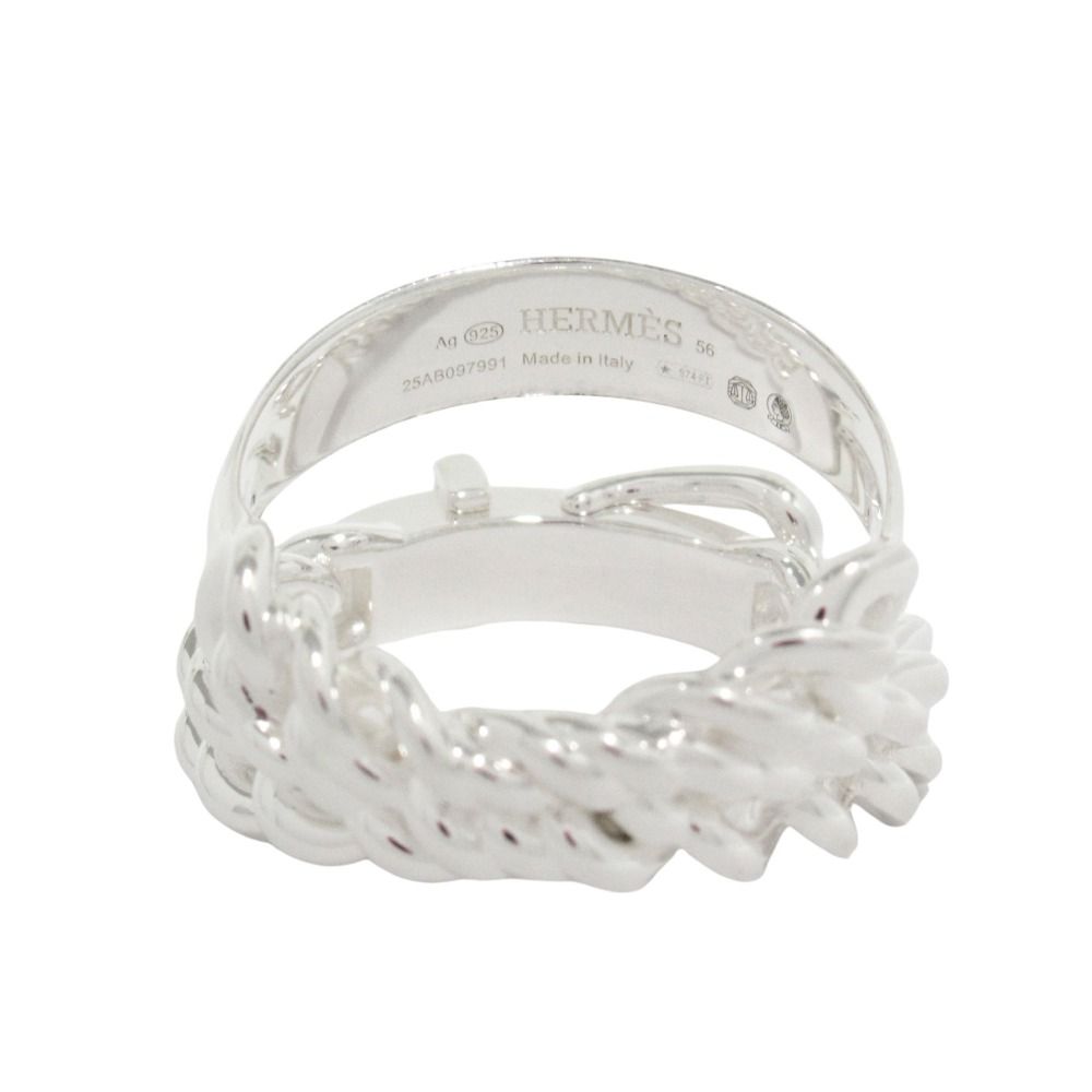 Hermes Boucle Sellier Inflexible Book le Ring 56 Silver — view 4