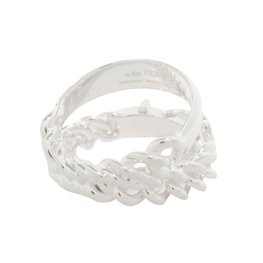 Hermes Boucle Sellier Inflexible Book le Ring 56 Silver — view 3