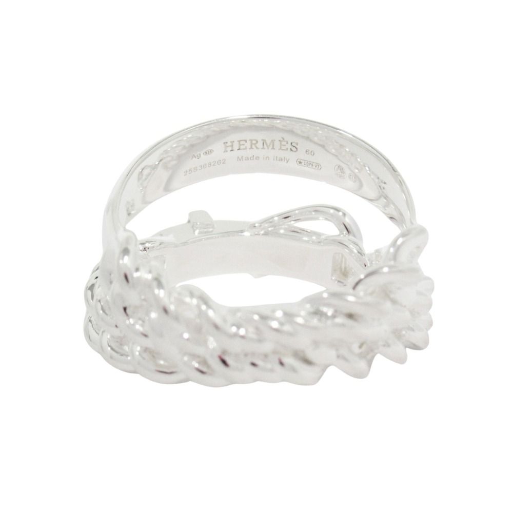 Hermes Boucle Sellier Inflexible Book le Ring 60 Silver — view 4