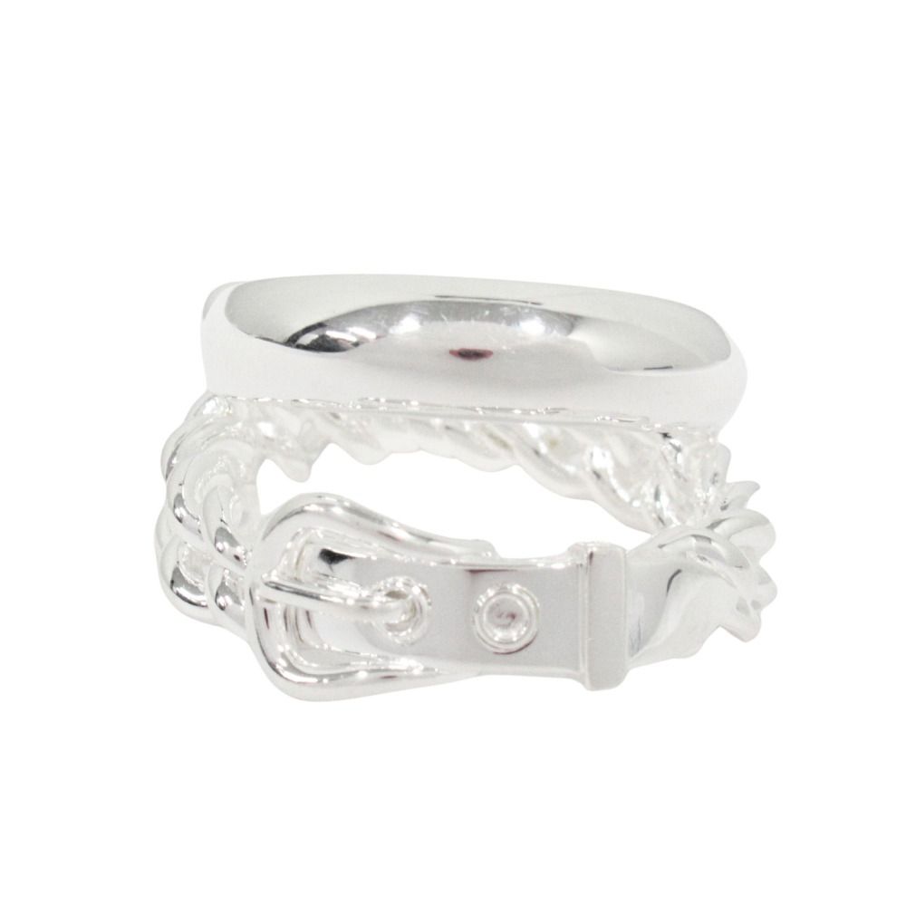 Hermes Boucle Sellier Inflexible Book le Ring 60 Silver